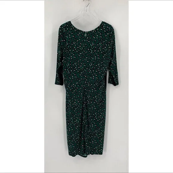 Tommy Hilfiger faux wrap jersey knit shift dress green cheetah leopard print 18W - Picture 5 of 6